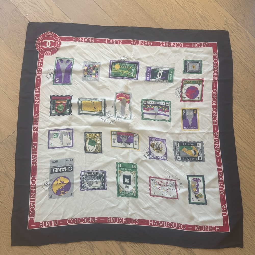 Chanel Postage Stamp Silk Scarf